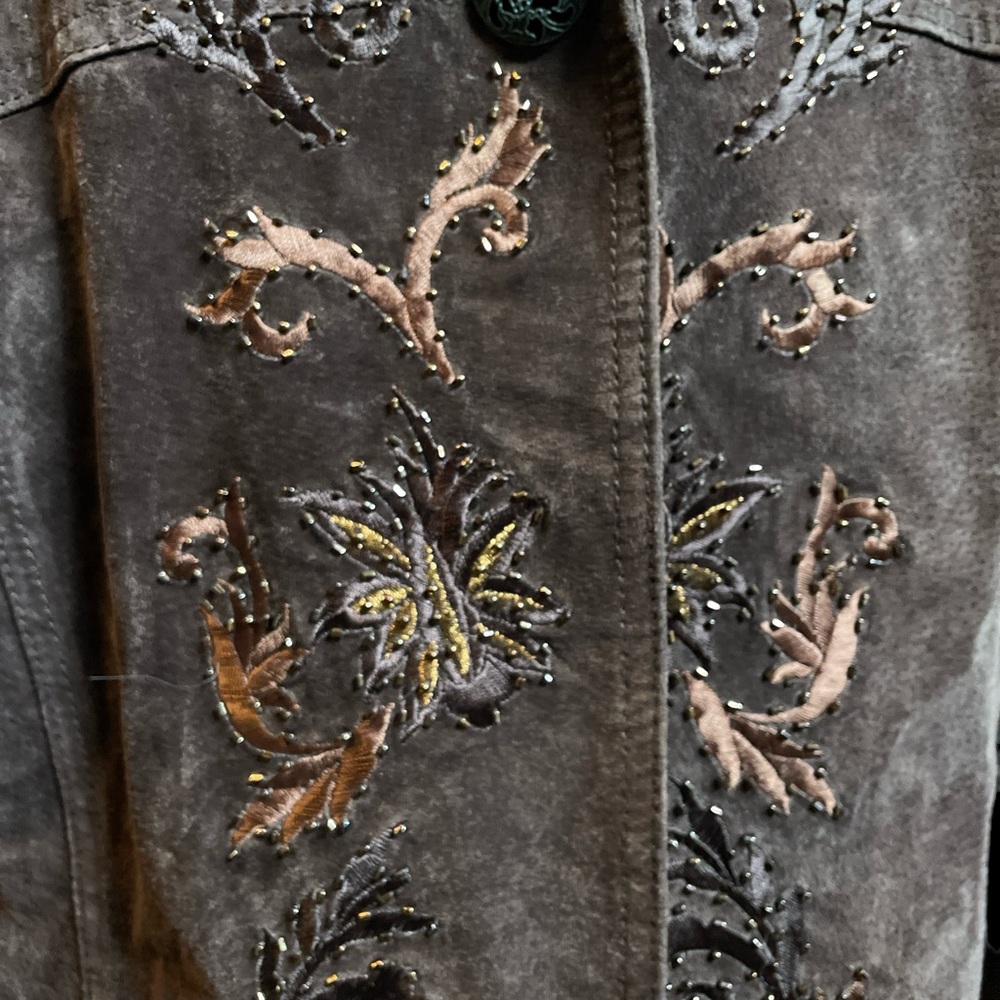 Funky brown suede jacket, Coldwater creek designs size PL - Picture 6 of 8